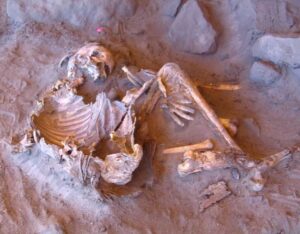 7,000-year-old natural mummy found at the Takarkori rock shelter in Southern Libya.